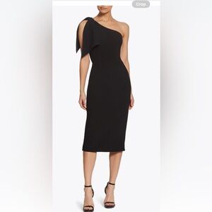 Black midi one shoulder dress
